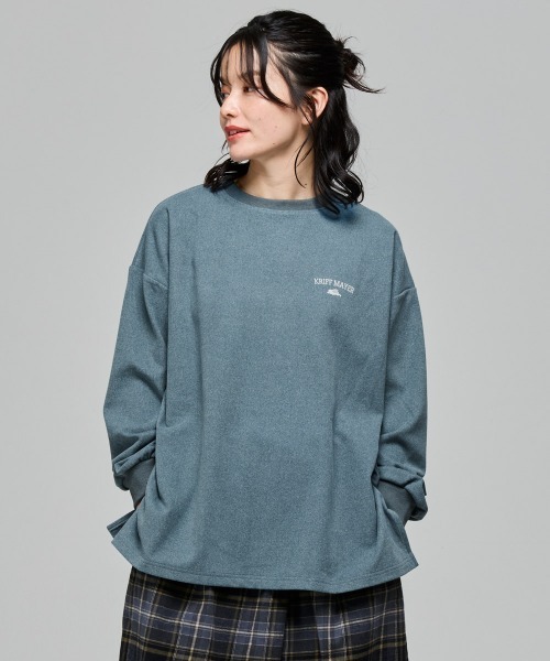 KRIFF MAYER Lady's Collection(クリフメイヤーレディースコレクション)の「もちのび -TOUGH & WARM-PTゆるT(Tシャツ/カットソー・レディース・グレー/ナチュラル/その他5/ブルー/キャメル/カラフル/チャコール・LARGE/MEDIUM)」の8枚目の写真