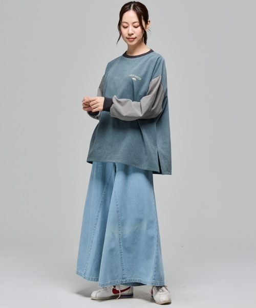 KRIFF MAYER Lady's Collection(クリフメイヤーレディースコレクション)の「もちのび -TOUGH & WARM-PTゆるT(Tシャツ/カットソー・レディース・グレー/ナチュラル/その他5/ブルー/キャメル/カラフル/チャコール・LARGE/MEDIUM)」の17枚目の写真