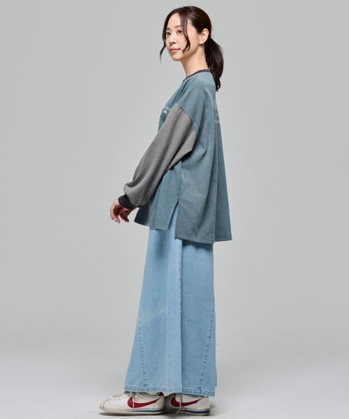 KRIFF MAYER Lady's Collection(クリフメイヤーレディースコレクション)の「もちのび -TOUGH & WARM-PTゆるT(Tシャツ/カットソー・レディース・グレー/ナチュラル/その他5/ブルー/キャメル/カラフル/チャコール・LARGE/MEDIUM)」の18枚目の写真