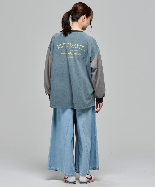 KRIFF MAYER Lady's Collection(クリフメイヤーレディースコレクション)の「もちのび -TOUGH & WARM-PTゆるT(Tシャツ/カットソー・レディース・グレー/ナチュラル/その他5/ブルー/キャメル/カラフル/チャコール・LARGE/MEDIUM)」の19枚目の写真