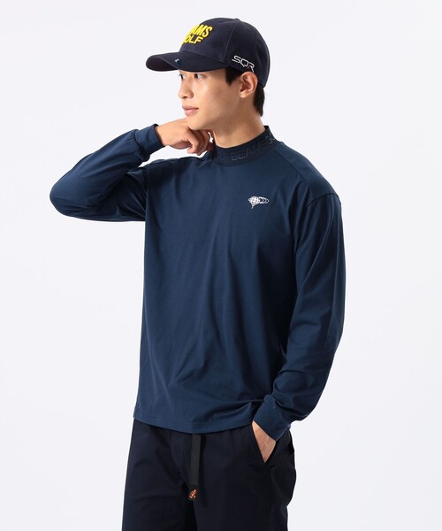 BEAMS GOLF(ビームスゴルフ)の「ORANGE LABEL / エンボスロゴ モックネックシャツ(吸水速乾・UVカット)(Tシャツ/カットソー・メンズ・グレー/ネイビー/ブラック/ホワイト・M/S/XL/L)」の4枚目の写真