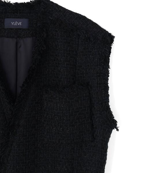 YLEVE(イレーヴ)の「YLEVE / COTTON LINEN TWEED NO SLEEVE JACKET(テーラードジャケット・レディース・ネイビー・0/1)」の8枚目の写真