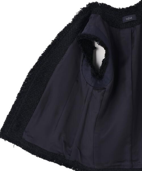 YLEVE(イレーヴ)の「YLEVE / COTTON LINEN TWEED NO SLEEVE JACKET(テーラードジャケット・レディース・ネイビー・0/1)」の6枚目の写真