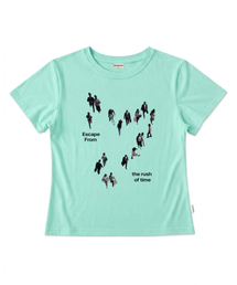 ラッシュオブタイムプリントスリムフィット半袖Tシャツミント
