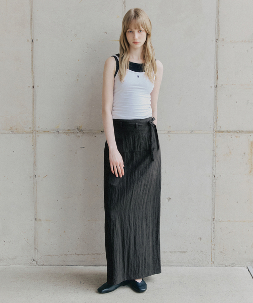 LEFTSEOUL（レフトソウル）の「リオセルベルト付きロングスカート[チャコール]（スカート・レディース・チャコール・SMALL/MEDIUM）」の3枚目の写真