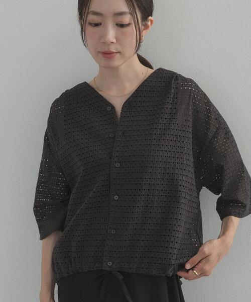 URBAN RESEARCH DOORS(アーバンリサーチドアーズ)の「レースドロストハーフスリーブブラウス(シャツ/ブラウス・レディース・オフホワイト/ブラック・FREE)」の12枚目の写真