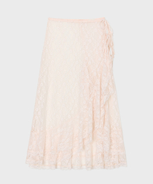 Frill Lace Wrap Skirt (Peach)