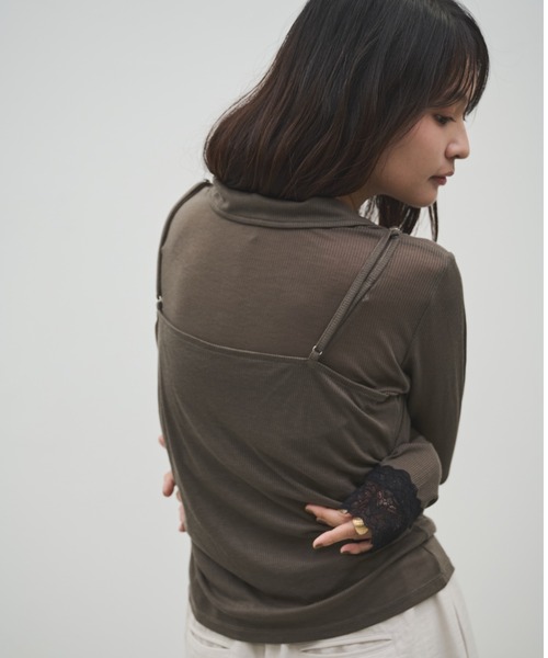 Shelly island(シェリーアイランド)の「レースカフスシアートップス×キャミSET(Tシャツ/カットソー・レディース・ブラック/グレー/ブラウン・FREE)」の21枚目の写真