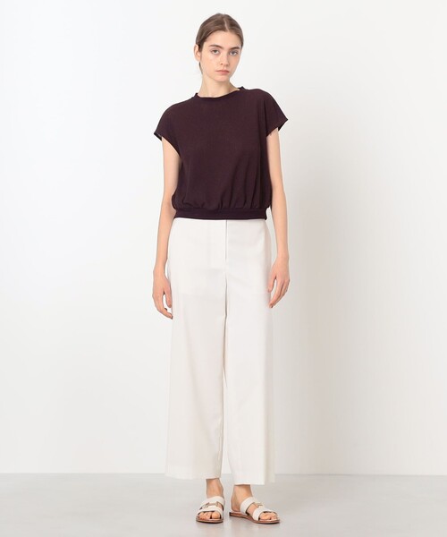 BALLSEY(ボールジィ)の「ワッフルジャージーコンビ フレンチスリーブプルオーバー(Tシャツ/カットソー・レディース・ホワイト/ボルドー/ブラック・S)」の4枚目の写真