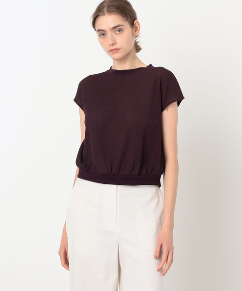 BALLSEY(ボールジィ)の「ワッフルジャージーコンビ フレンチスリーブプルオーバー(Tシャツ/カットソー・レディース・ホワイト/ボルドー/ブラック・S)」の5枚目の写真