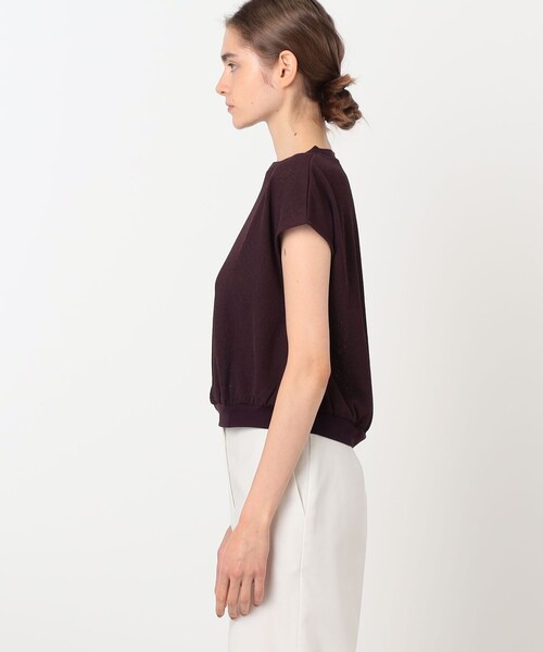 BALLSEY(ボールジィ)の「ワッフルジャージーコンビ フレンチスリーブプルオーバー(Tシャツ/カットソー・レディース・ホワイト/ボルドー/ブラック・S)」の6枚目の写真