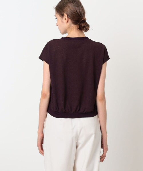BALLSEY(ボールジィ)の「ワッフルジャージーコンビ フレンチスリーブプルオーバー(Tシャツ/カットソー・レディース・ホワイト/ボルドー/ブラック・S)」の7枚目の写真