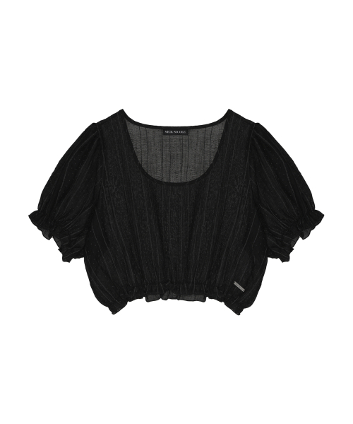 NICK&NICOLE(ニックアンドニコール)の「PIN STRIPE PUFF BLOUSE_BLACK(シャツ/ブラウス・レディース・その他・FREE)」の4枚目の写真