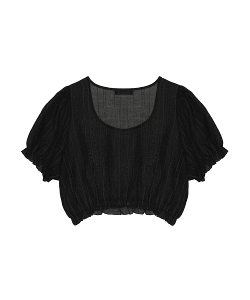 NICK&NICOLE(ニックアンドニコール)の「PIN STRIPE PUFF BLOUSE_BLACK(シャツ/ブラウス・レディース・その他・FREE)」の5枚目の写真