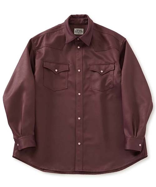 HOLLYWOOD RANCH MARKET(ハリウッドランチマーケット)の「ウォッシャブルフェイクレザー ウエスタンシャツ(シャツ/ブラウス・メンズ・ブラック/ホワイト/バーガンディー・S/M/L/XL)」の1枚目の写真