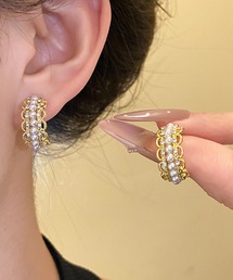 エコパールダイヤ装飾 ピアス