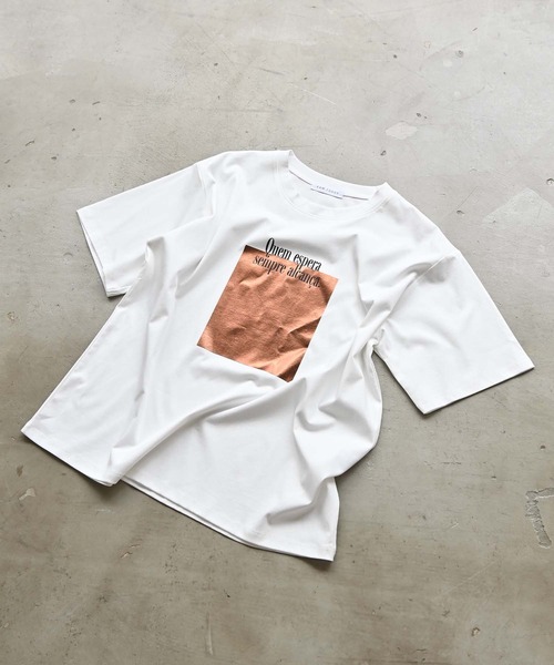 RAW FUDGE(ローファッジ)の「ボックス箔プリントロゴTシャツ(Tシャツ/カットソー・レディース・ベージュ/ブラック/オフホワイト・M)」の20枚目の写真