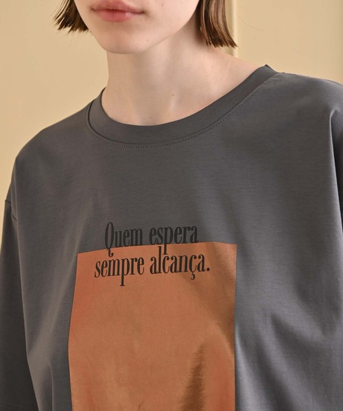 RAW FUDGE(ローファッジ)の「ボックス箔プリントロゴTシャツ(Tシャツ/カットソー・レディース・ベージュ/ブラック/オフホワイト・M)」の10枚目の写真