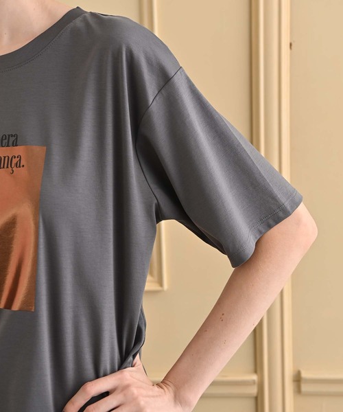 RAW FUDGE(ローファッジ)の「ボックス箔プリントロゴTシャツ(Tシャツ/カットソー・レディース・ベージュ/ブラック/オフホワイト・M)」の11枚目の写真