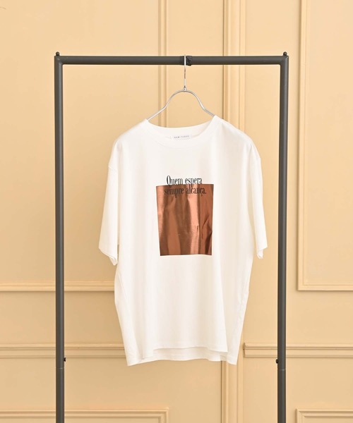RAW FUDGE(ローファッジ)の「ボックス箔プリントロゴTシャツ(Tシャツ/カットソー・レディース・ベージュ/ブラック/オフホワイト・M)」の13枚目の写真