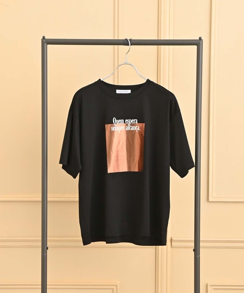 RAW FUDGE(ローファッジ)の「ボックス箔プリントロゴTシャツ(Tシャツ/カットソー・レディース・ベージュ/ブラック/オフホワイト・M)」の14枚目の写真