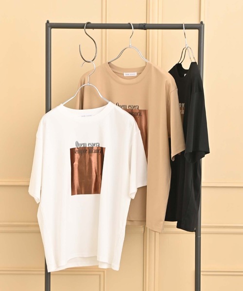 RAW FUDGE(ローファッジ)の「ボックス箔プリントロゴTシャツ(Tシャツ/カットソー・レディース・ベージュ/ブラック/オフホワイト・M)」の18枚目の写真