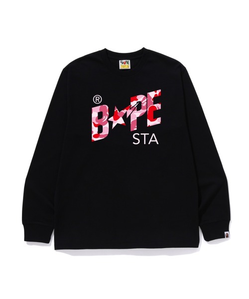 A BATHING APE（アベイシングエイプ）の「ABC CAMO BAPE STA LS TEE（Tシャツ/カットソー・メンズ・ブラック×ピンク/ホワイト×ピンク/ブラック×グリーン/ブラック×ブルー/ホワイト×ブルー/ホワイト×グリーン・MEDIUM/XX-LARGE/SMALL/X-LARGE/LARGE）」の6枚目の写真