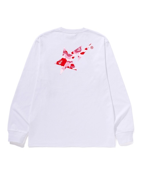 A BATHING APE（アベイシングエイプ）の「ABC CAMO BAPE STA LS TEE（Tシャツ/カットソー・メンズ・ブラック×ピンク/ホワイト×ピンク/ブラック×グリーン/ブラック×ブルー/ホワイト×ブルー/ホワイト×グリーン・MEDIUM/XX-LARGE/SMALL/X-LARGE/LARGE）」の9枚目の写真