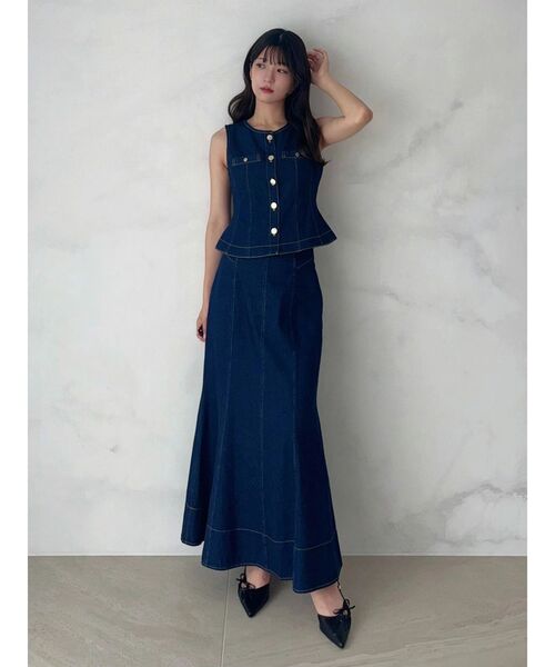 MERCURYDUO(マーキュリーデュオ)の「デニムバックジップマーメイドスカート(スカート・レディース・ブラック/インディゴブルー・SMALL/MEDIUM)」の12枚目の写真
