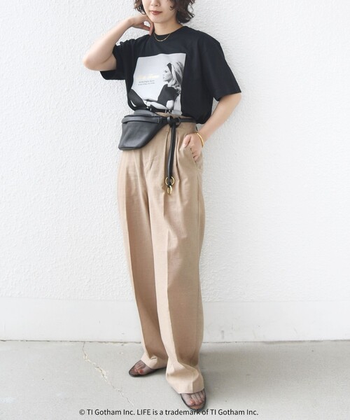 SHIPS(シップス)の「〈手洗い可能〉麻混 シャンブレー ピケ 2タック パンツ(スラックス・レディース・グレー/キャメル・34/36/38)」の15枚目の写真