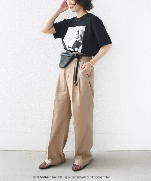 SHIPS(シップス)の「〈手洗い可能〉麻混 シャンブレー ピケ 2タック パンツ(スラックス・レディース・グレー/キャメル・34/36/38)」の16枚目の写真