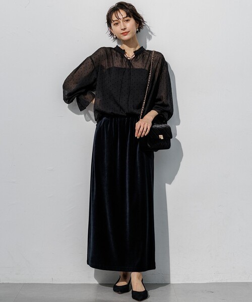 23区(ニジュウサンク)の「フロッキードット ブラウス(シャツ/ブラウス・レディース・ブラック系/ダークブラウン系/ベージュ系・38)」の7枚目の写真
