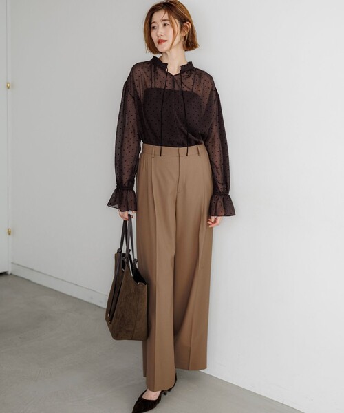 23区(ニジュウサンク)の「フロッキードット ブラウス(シャツ/ブラウス・レディース・ブラック系/ダークブラウン系/ベージュ系・38)」の9枚目の写真