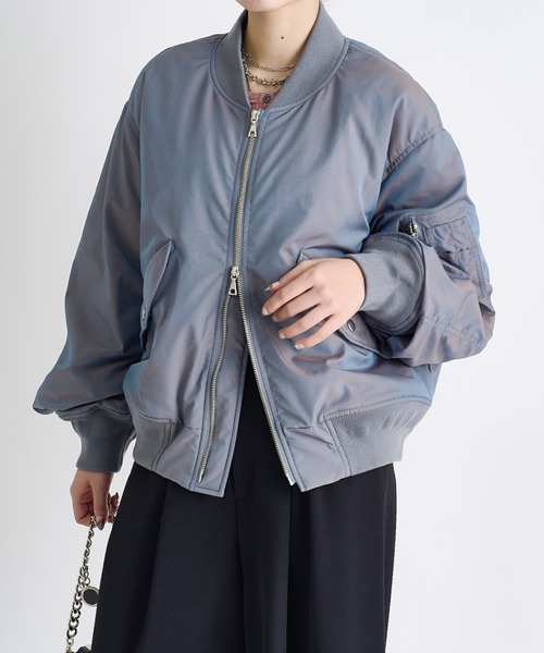 Lui's(ルイス)の「MA-1 ジャケット(MA-1・レディース・グレー/ブラック・FREE)」の14枚目の写真