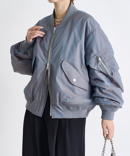 Lui's(ルイス)の「MA-1 ジャケット(MA-1・レディース・グレー/ブラック・FREE)」の15枚目の写真