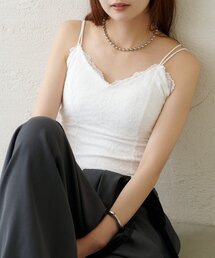 パット付きダブルストラップレースキャミ