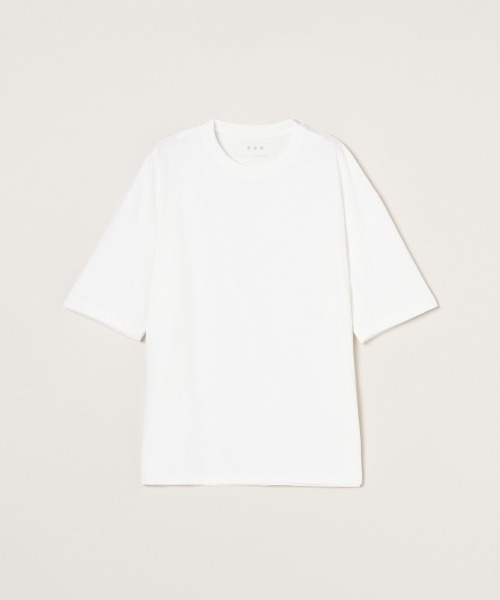 three dots(スリードッツ)の「ピマタイトゲージ ショートスリーブクルーネック(Tシャツ/カットソー・メンズ・ブラック/ホワイト系その他/ベージュ系その他・MEDIUM/SMALL/LARGE)」の1枚目の写真