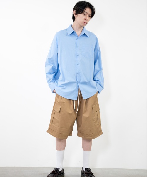 bashful base Oriental(バッシュフルベースオリエンタル)の「【bbO】アーバンオーバーサイズシャツ(シャツ/ブラウス・メンズ・ホワイト×ブルー/ホワイト/ブルー系その他/サックスブルー・LARGE/MEDIUM)」の4枚目の写真