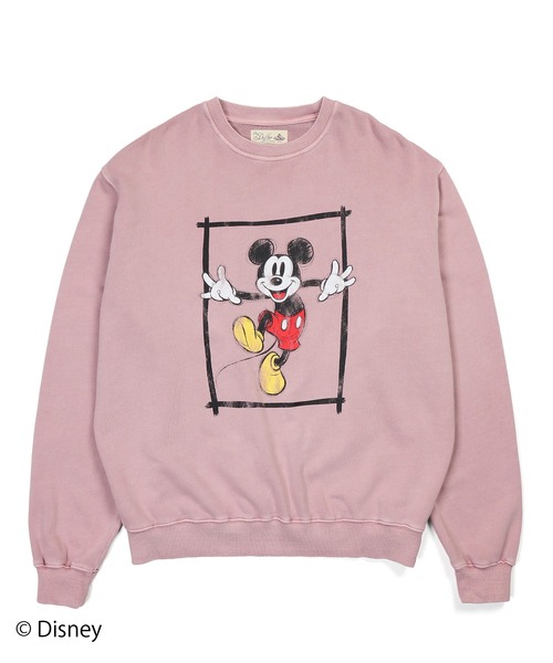 The DUFFER of ST.GEORGE（ザダファーオブセントジョージ）の「【WEB限定アイテム】＜Mickey Mouse＞ CREW SWEAT：<ミッキーマウス> クルースウェット（スウェット・メンズ・チャコールグレー/ピンク・X-LARGE/LARGE/MEDIUM/SMALL）」の4枚目の写真
