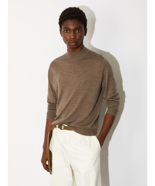 JOHN SMEDLEY(ジョンスメドレー)の「モックネック長袖ニットプルオーバー(ニット/セーター・メンズ・ブラウン系その他・S/M/L)」の1枚目の写真