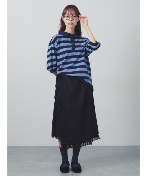 Samansa Mos2(サマンサ モスモス)の「アソートボーダーラガーシャツ(Tシャツ/カットソー・レディース・キナリ/ネイビー・F)」の3枚目の写真