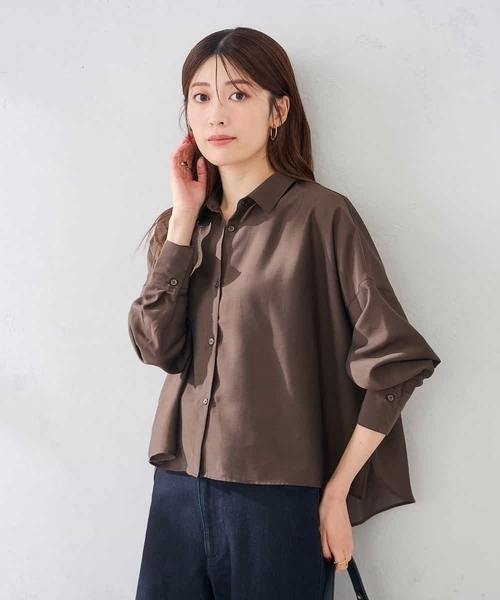 a.v.v(アーヴェヴェ)の「セミシアーシャツ【接触冷感/洗える/イージーケア】(シャツ/ブラウス・レディース・オレンジ/ブラウン・40/38)」の21枚目の写真