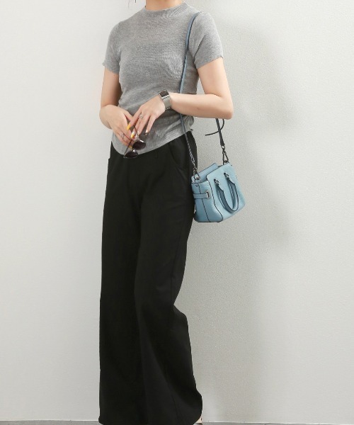 JOCOSA(ジョコサ)の「ウエストギャザー 半袖ニットトップス(ニット/セーター・レディース・ピンク/グレー/ブラック・FREE)」の8枚目の写真