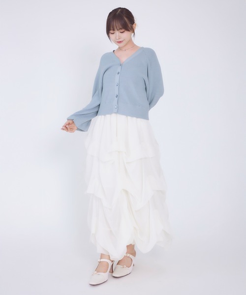 Tiny EDEN(タイニーエデン)の「【中野恵那 着用】ペプラムニットカーディガン(【2WAY】ペプラム取り外し可能)(ニット/セーター・レディース・ブルーグレー/ブラック・FREE)」の6枚目の写真