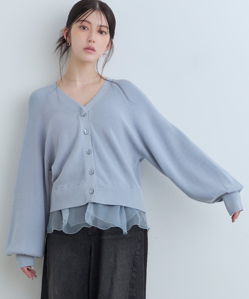 Tiny EDEN(タイニーエデン)の「【中野恵那 着用】ペプラムニットカーディガン(【2WAY】ペプラム取り外し可能)(ニット/セーター・レディース・ブルーグレー/ブラック・FREE)」の12枚目の写真