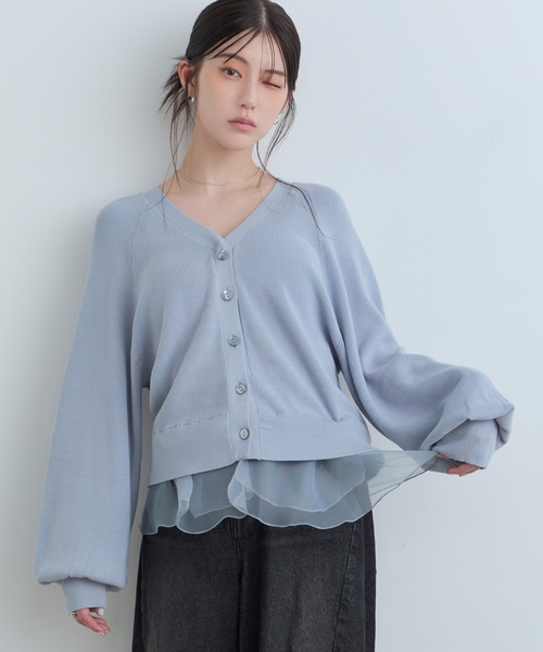 Tiny EDEN(タイニーエデン)の「【中野恵那 着用】ペプラムニットカーディガン(【2WAY】ペプラム取り外し可能)(ニット/セーター・レディース・ブルーグレー/ブラック・FREE)」の13枚目の写真