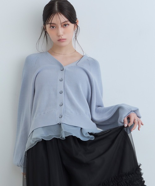 Tiny EDEN(タイニーエデン)の「【中野恵那 着用】ペプラムニットカーディガン(【2WAY】ペプラム取り外し可能)(ニット/セーター・レディース・ブルーグレー/ブラック・FREE)」の18枚目の写真
