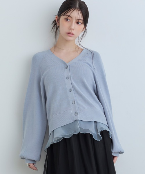 Tiny EDEN(タイニーエデン)の「【中野恵那 着用】ペプラムニットカーディガン(【2WAY】ペプラム取り外し可能)(ニット/セーター・レディース・ブルーグレー/ブラック・FREE)」の19枚目の写真