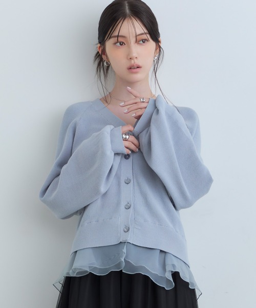 Tiny EDEN(タイニーエデン)の「【中野恵那 着用】ペプラムニットカーディガン(【2WAY】ペプラム取り外し可能)(ニット/セーター・レディース・ブルーグレー/ブラック・FREE)」の20枚目の写真