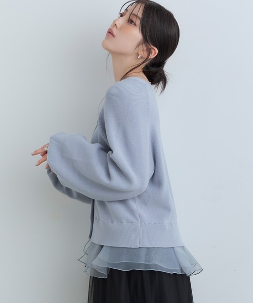 Tiny EDEN(タイニーエデン)の「【中野恵那 着用】ペプラムニットカーディガン(【2WAY】ペプラム取り外し可能)(ニット/セーター・レディース・ブルーグレー/ブラック・FREE)」の22枚目の写真